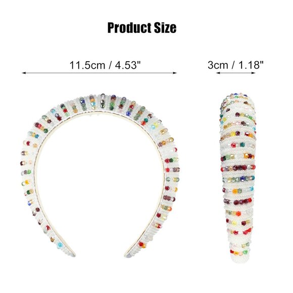 Beaded White & Multi Padded Hair Headband New main image 4